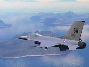 F16 flying over and dropping sensors