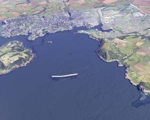 Plymouth GIS data including chart, 3D heightmaps and arial photography with ocean